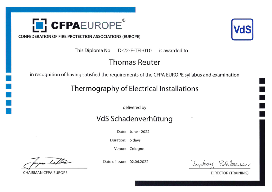 CFPS-Elektrothermografie-Zertifikat